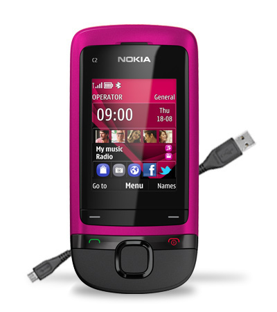 Bluetooth ve Micro USB özellikleri sunan Nokia C2-05