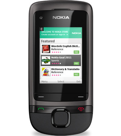 Uygulamalar ve kişiselleştirmeye hızlı erişim sunan Nokia C2-05