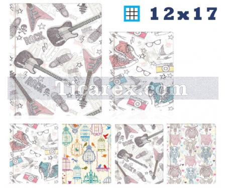 Fancy Defter | 160 yp | 12x17 | Ciltli | Kareli | Sert Kapak - Resim 1