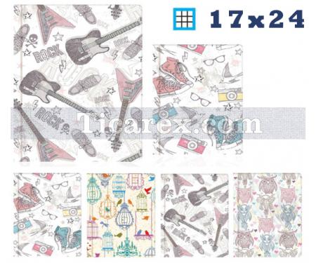 Fancy Defter | 160 yp | 17x24 | Ciltli | Kareli | Sert Kapak - Resim 1