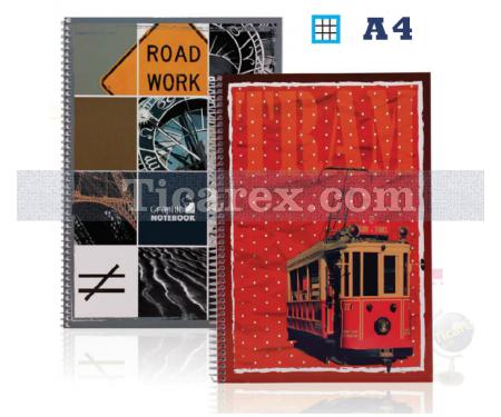 Defter | 96 yp | A4 | Spiralli | Kareli | Karton Kapak - Resim 1