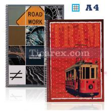Defter | 40 yp | A4 | Spiralli | Kareli | Karton Kapak