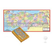 İl İl Türkiye Haritası Kutulu Yapboz - 123 Parça Puzzle | 32x67 cm