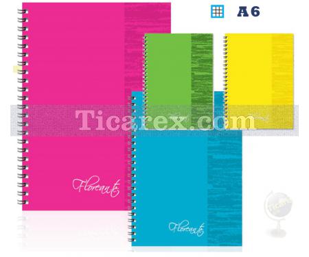 Floreante Defter | 100 yp | A6 ( 10.5x14.8 ) | Spiralli | Kareli | Sert Kapak - Resim 1