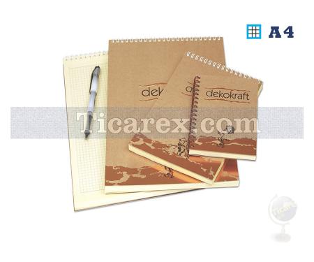 Dekokraft A4 Kareli Bloknot Yaldızlı Kraft Sert Kapak | 100 yp | A4 | Spiralli | Kareli | Sert Kapak - Resim 1