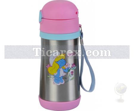 Şirinler - Pipetli Çelik Matara | 350 ml - Resim 1