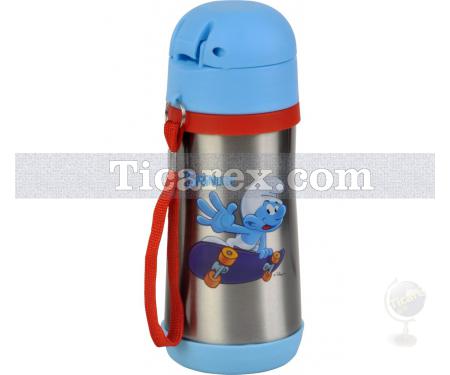 Şirinler - Pipetli Çelik Matara | 350 ml - Resim 1