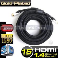 Dark HDMI ( M ) - HDMI ( M ) - Altın Uçlu Görüntü Kablosu V1.4 3D ve Ağ Destekli | 15 m