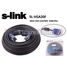 S-link VGA ( M ) - VGA ( F ) - Monitör PC Arası Uzatma Kablosu | 20 m