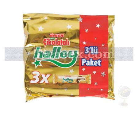 Ülker Halley Mini 3'lü Paket - Çikolata Kaplı Granüllü Sandviç Bisküvi | 231 gr - Resim 1