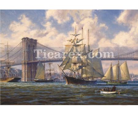 Brooklyn Köprüsünde Geçiş Yapboz - 2000 Parça Puzzle | 66x98 cm - Resim 1