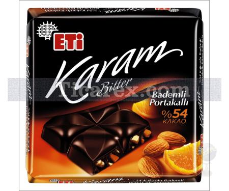 Eti Karam Bitter %54 Kakaolu Bademli Portakallı Kare Çikolata | 80 gr - Resim 1