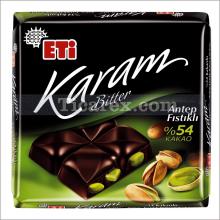 Eti Karam Bitter %54 Kakaolu Antep Fıstıklı Kare Çikolata | 80 gr
