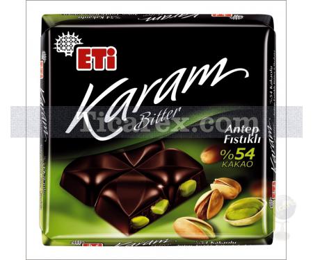 Eti Karam Bitter %54 Kakaolu Antep Fıstıklı Kare Çikolata | 80 gr - Resim 1